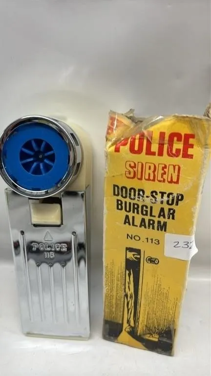 Vintage Police Siren Door Stop Burglar Alarm in bo