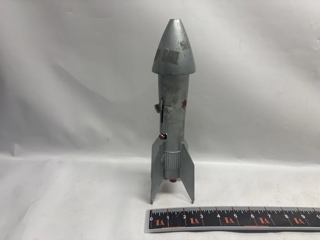 Vintage Metal Toy Rocket with Fins
