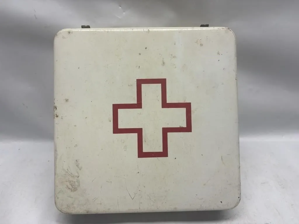 Vintage Safeco Metal First Aid Kit with Supplies