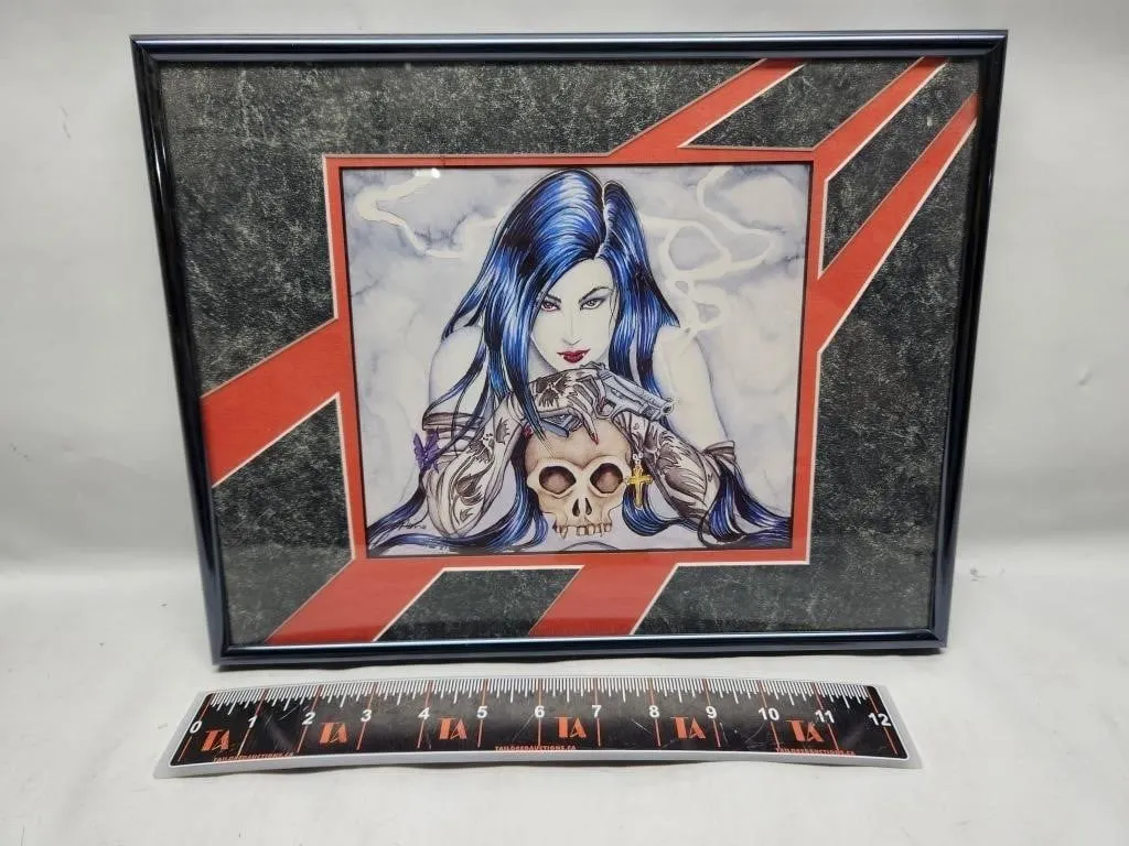 Framed Signed Fantasy Art Print - Gothic Woman