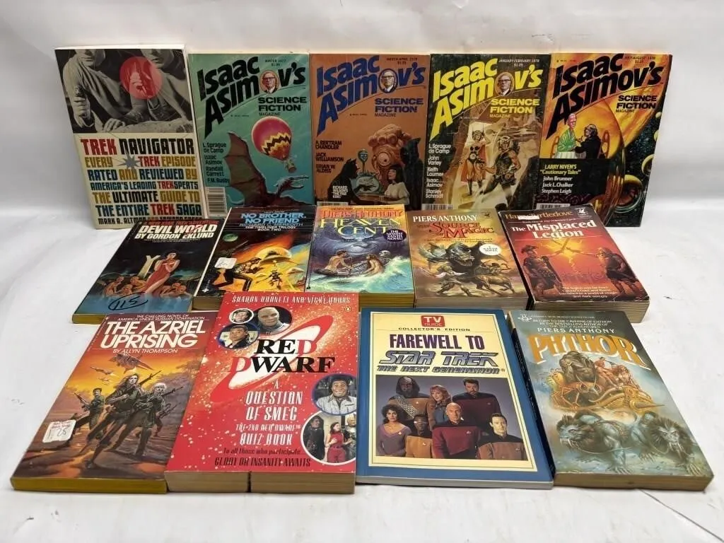 Sci-Fi Paperback Lot: Asimov's, Xanth, Star Trek