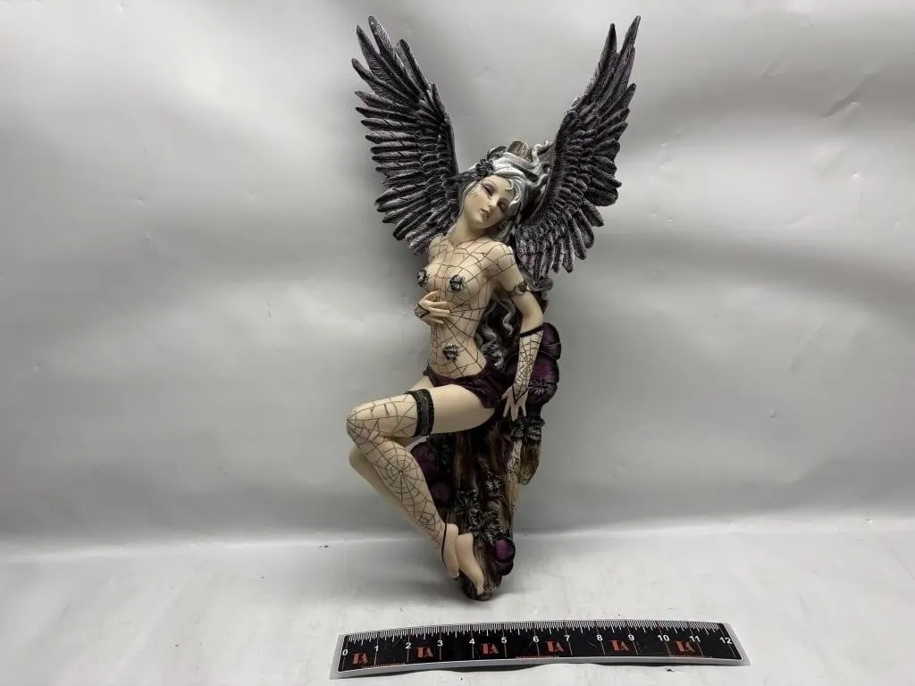 Gothic Fairy Angel Figurine with Purple Wings