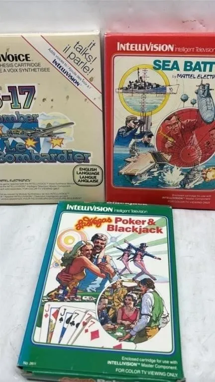 Vintage Intellivision video game lot with box