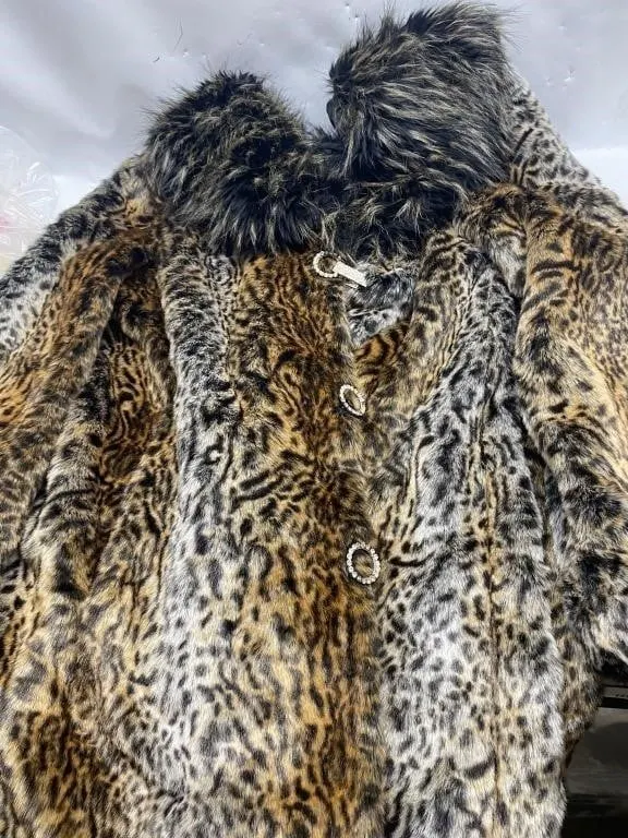 Leopard Print Faux Fur Coat, Regal Brand, XL
