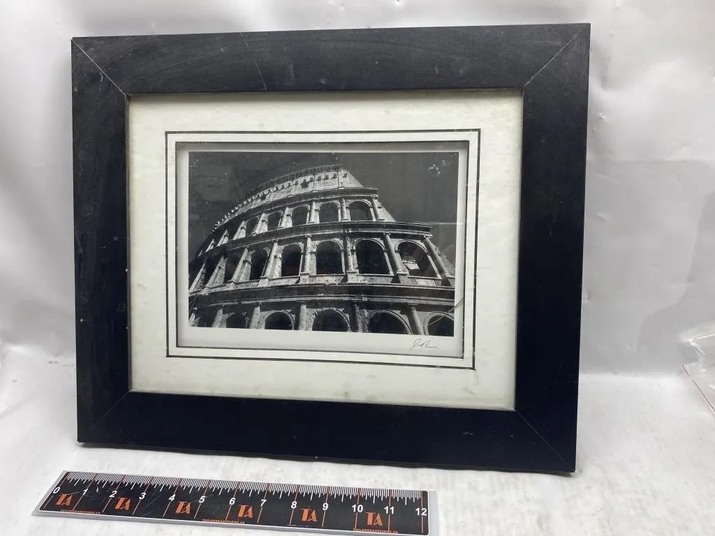 Framed Signed B&W Colosseum Photograph
