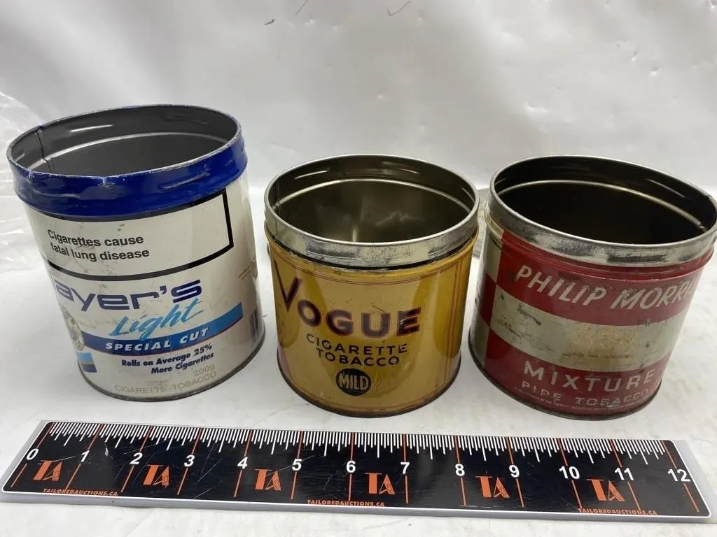 Vintage Tobacco Tins: Player's, Vogue, Philip