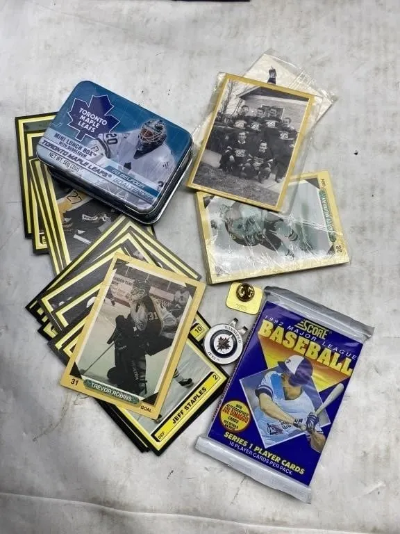 Hockey Cards, Pins & Baseball Card Pack Lot