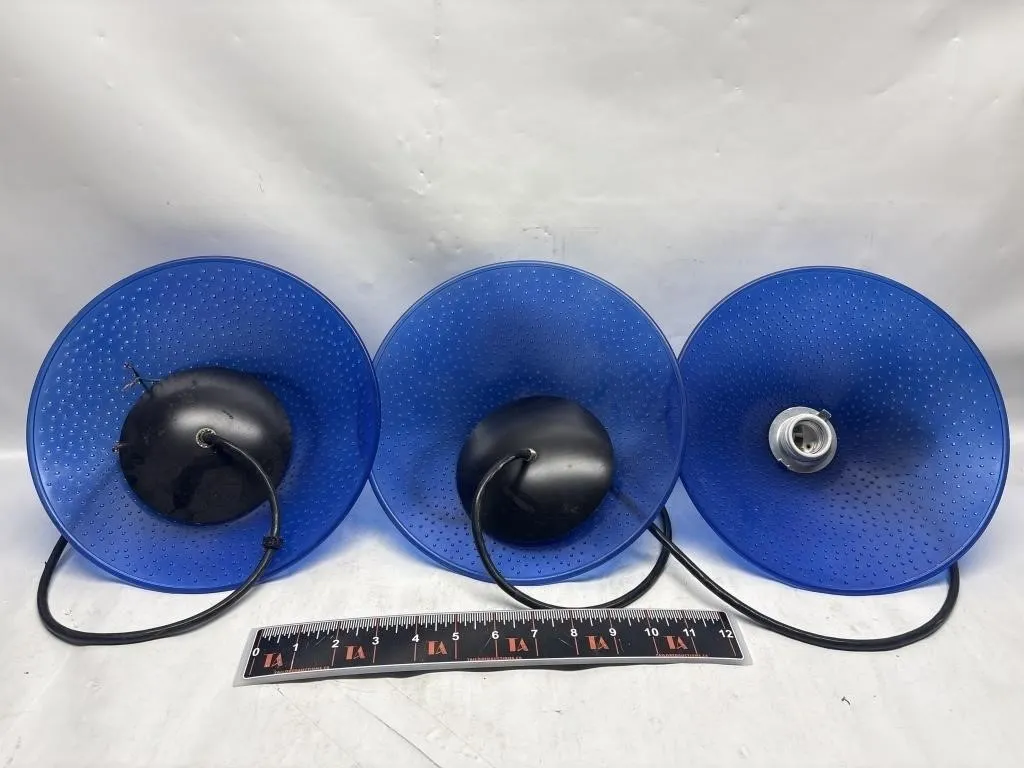 Set of Blue Ceiling Light Shades with Sockets