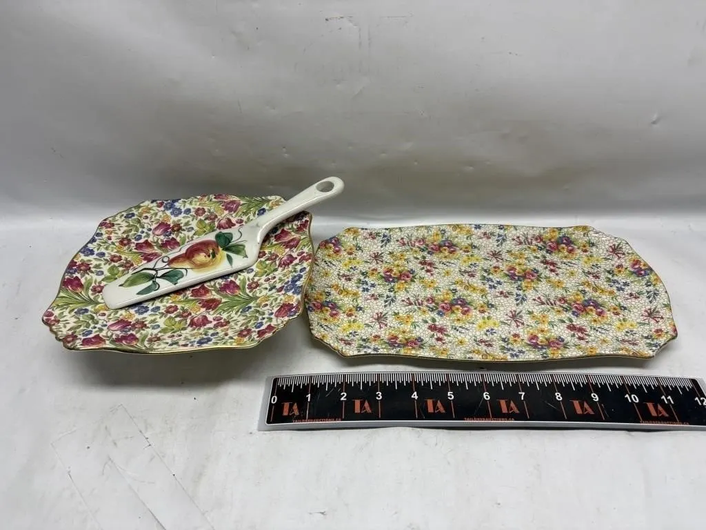 Chintz Floral China Serving Platters & Cake Server