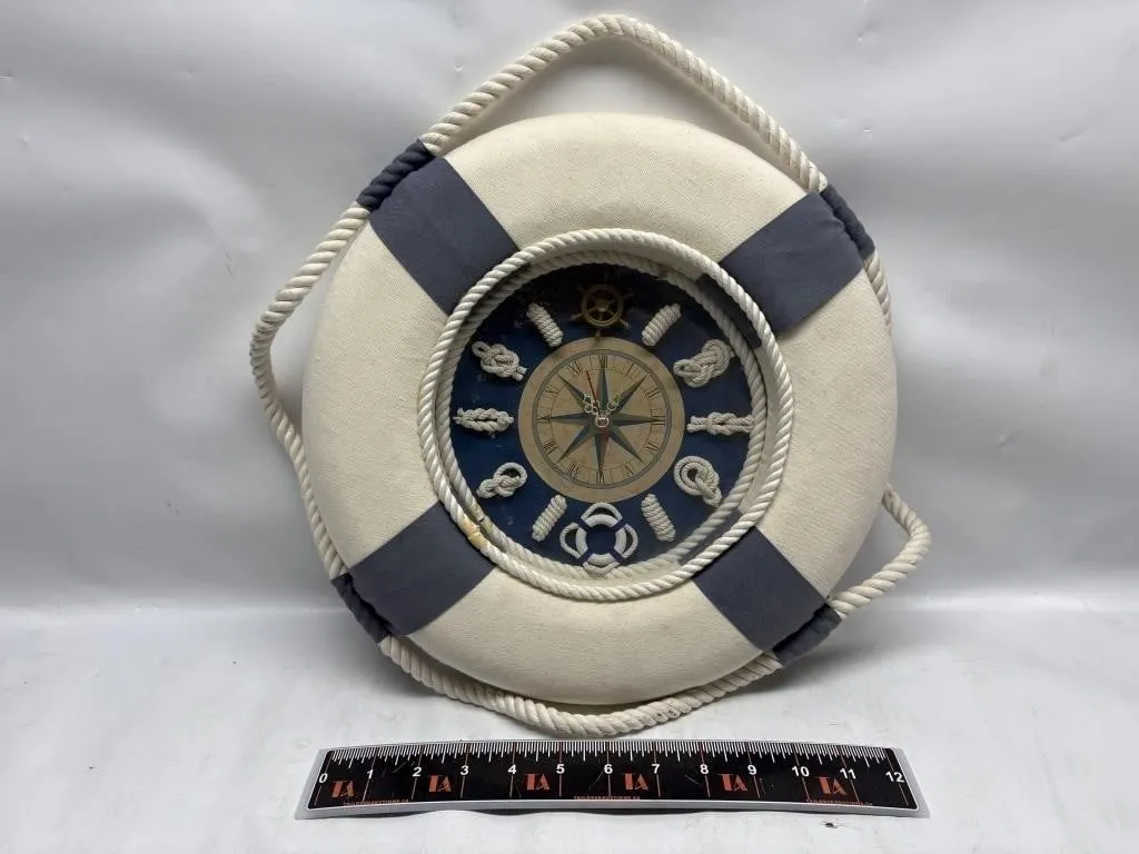 Nautical Life Ring Wall Clock with Rope Knot