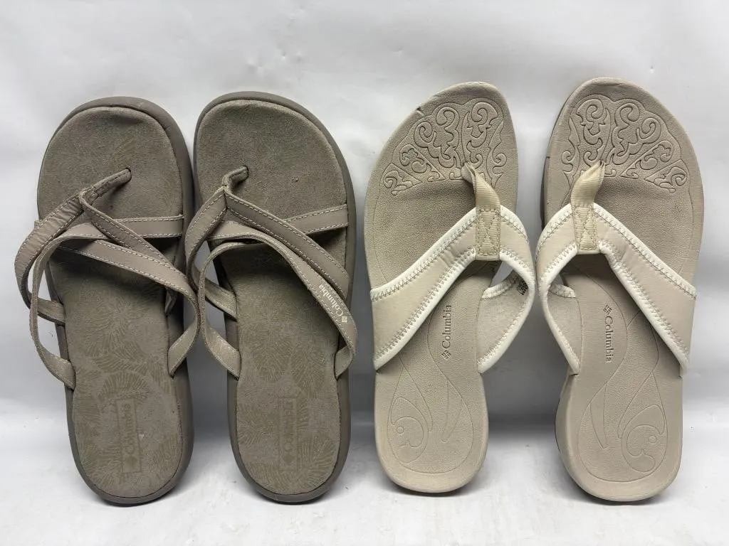 Two pairs Columbia women's flip flop sandals