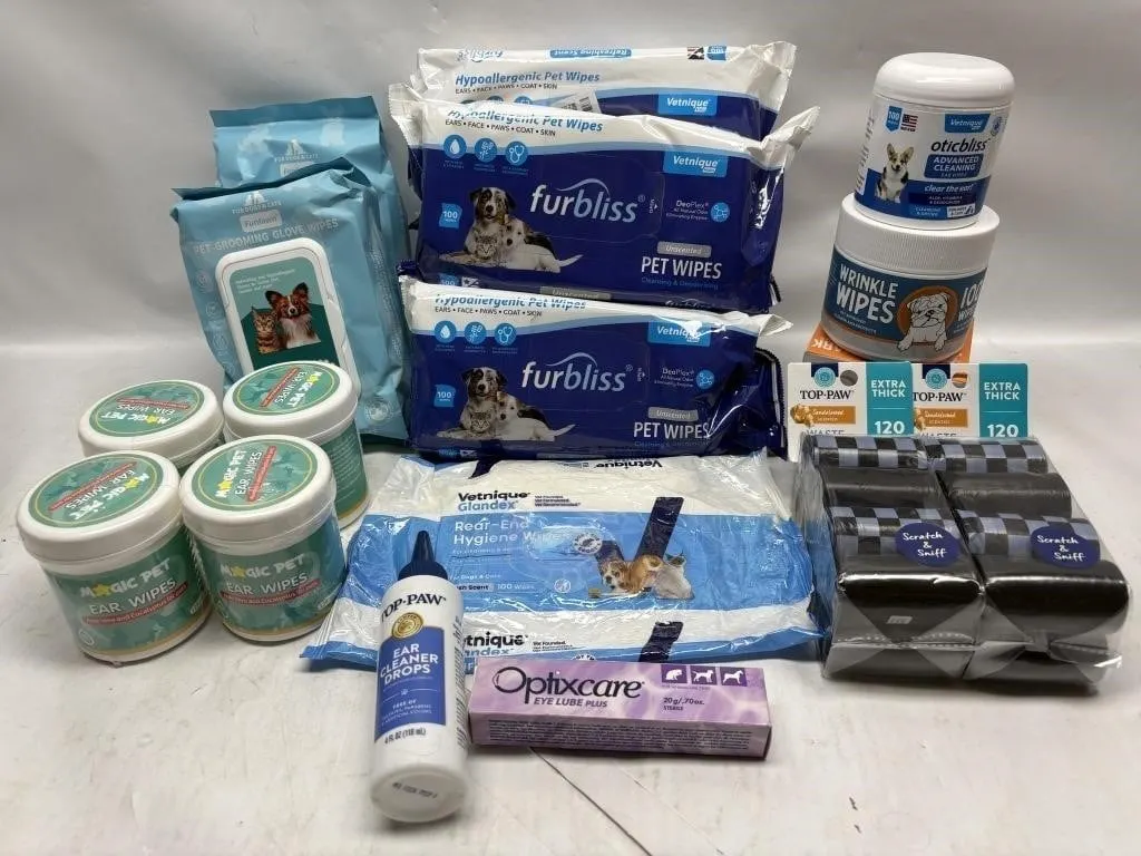 Pet Grooming Wipes & Care Supplies Lot