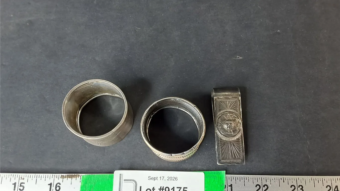 Sterling Silver Napkin Rings & Money Clip