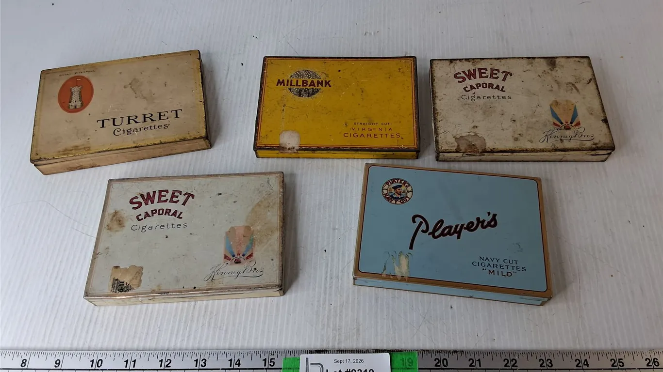 (5) Vintage Cigarette Tins & Checkers