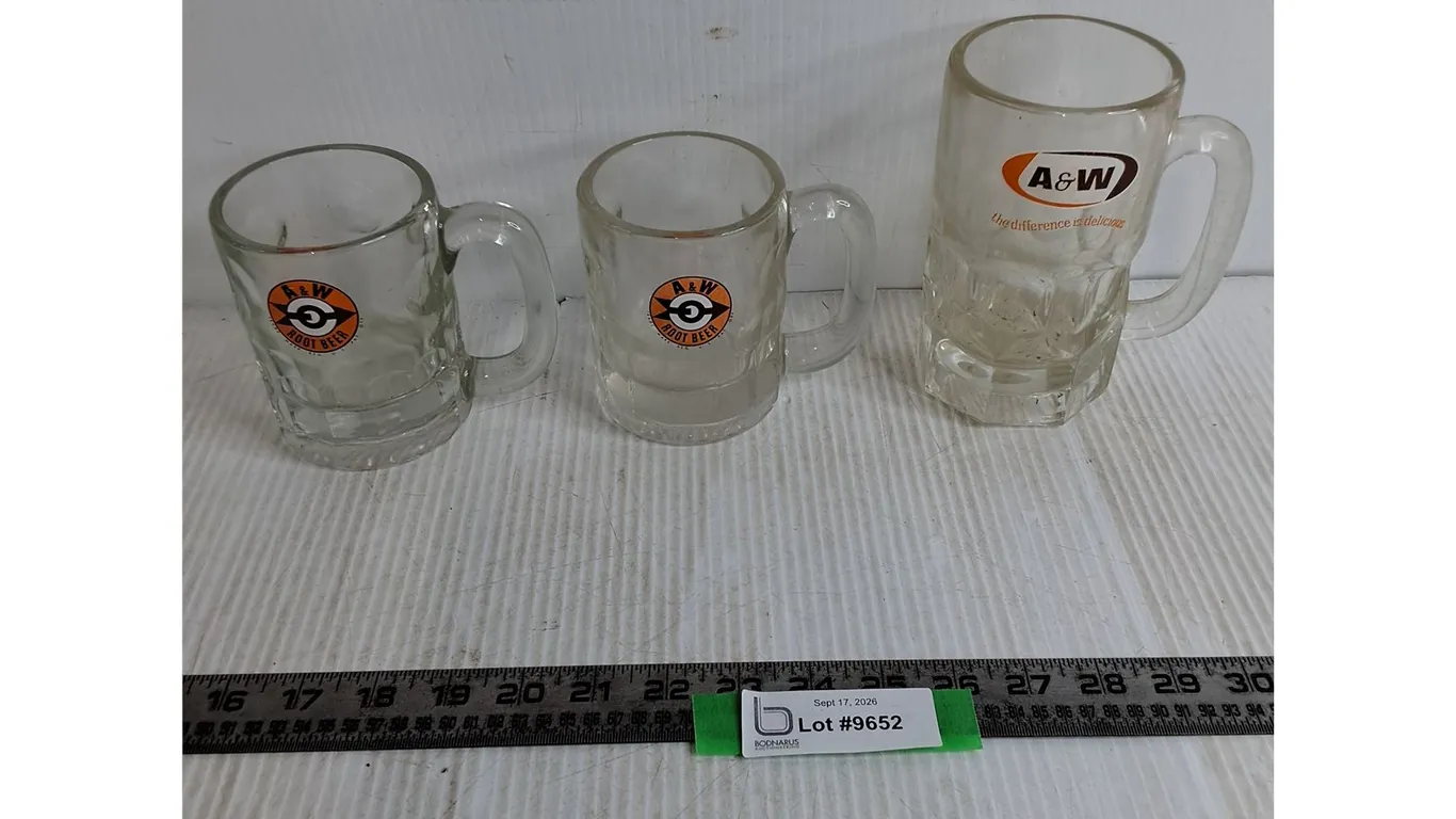 (3) A&W Glass Mugs