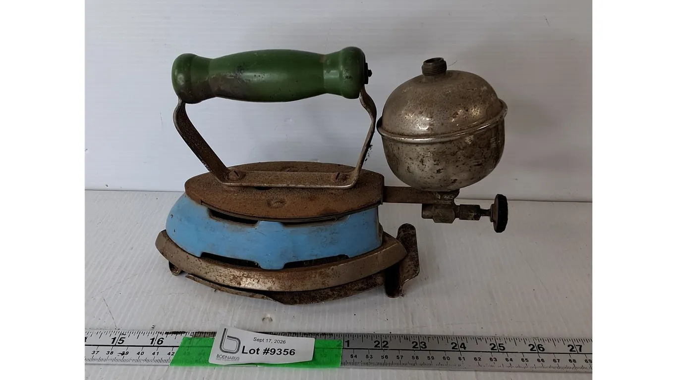 Vintage Gas Clothes Iron & Base