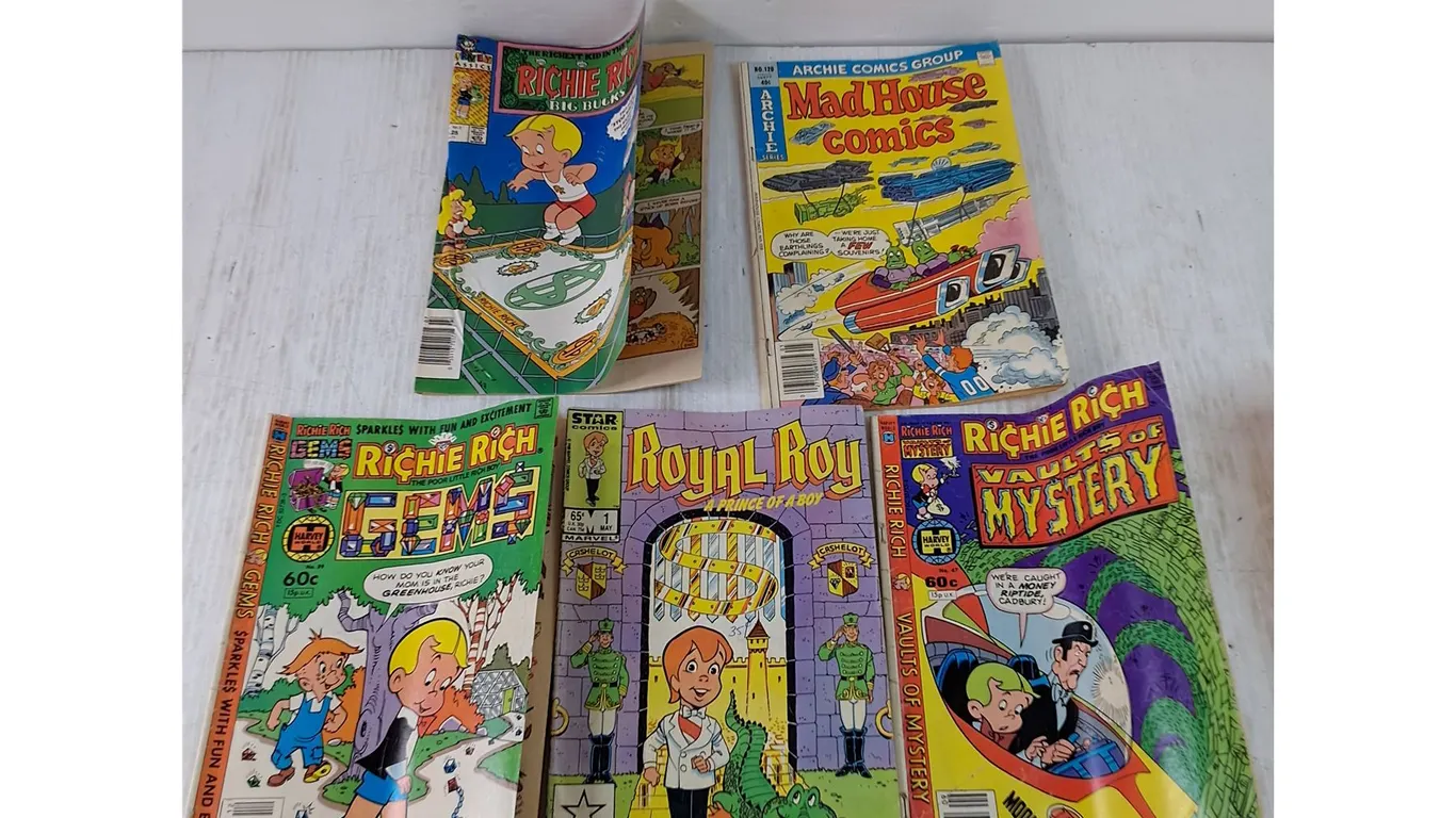 (5) Comics, - Includes Ritchie Rich, Royal Boy, Mad House Comics