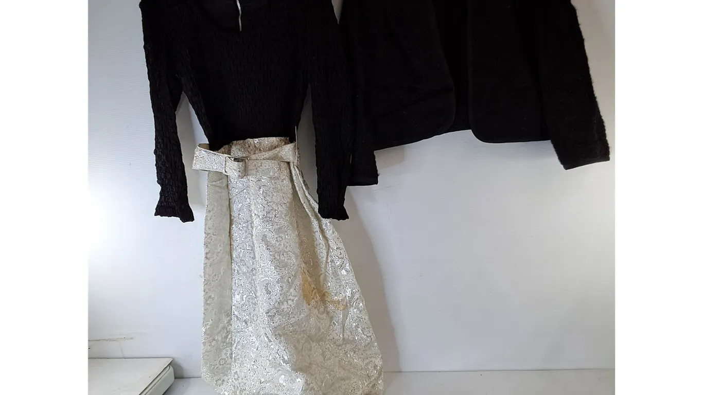 Vintage Dress- Approx. S, Jacket-14 & Leather Style Belt