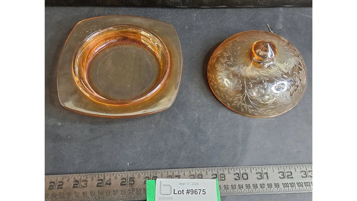 Marigold Carnival Glass Butter Dish