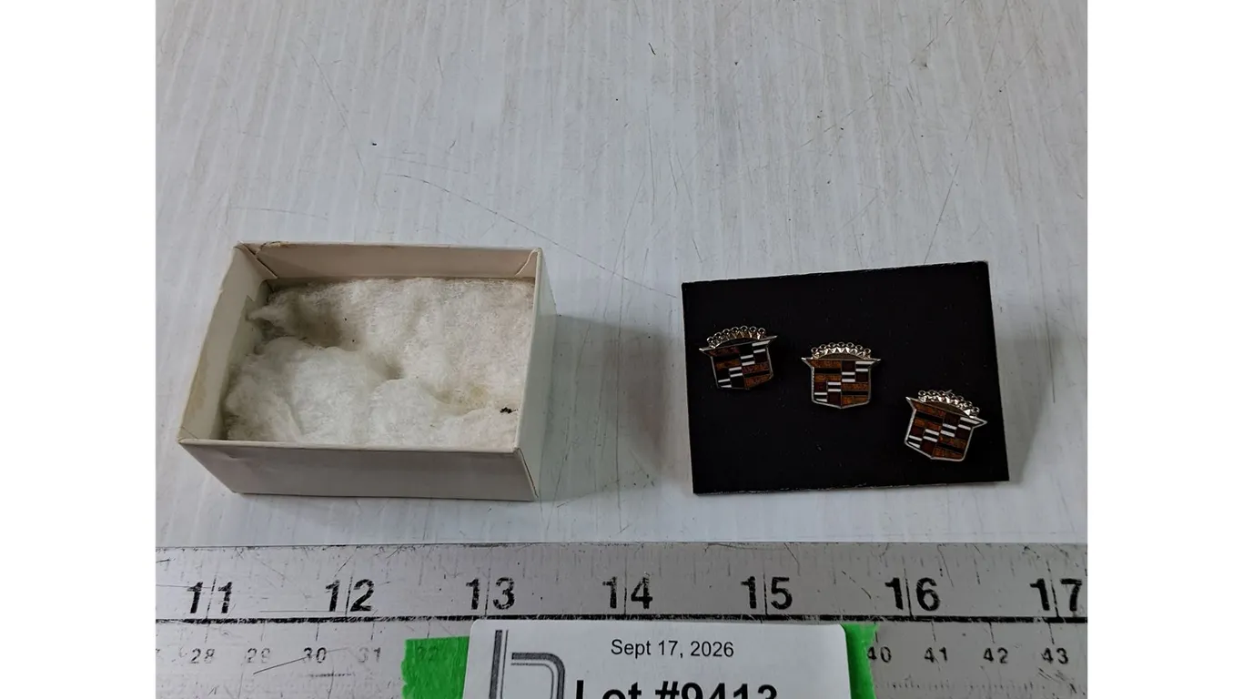 (3) Cadillac Car Emblems, (2) Cufflinks, (1) Tie Tack