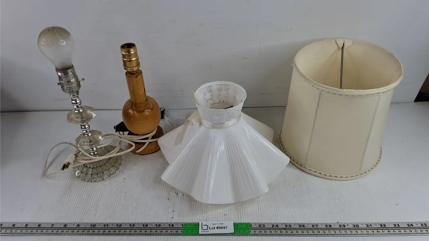 Vintage Desk Lamps & Shades - Powers On, As Is