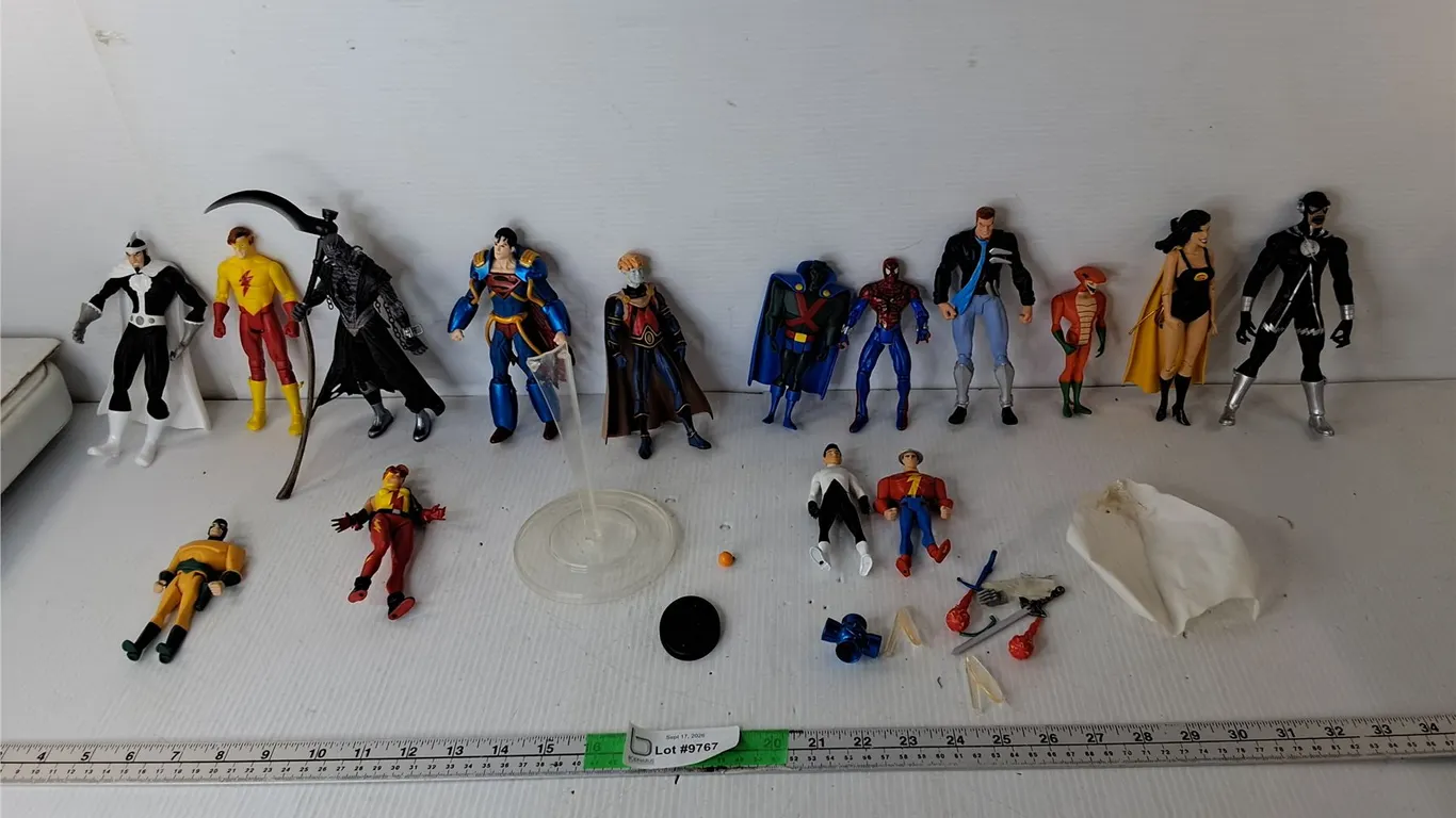 (14) Action Figures up to 7"- Superboy, Kid Flash, The Flash, Misc.