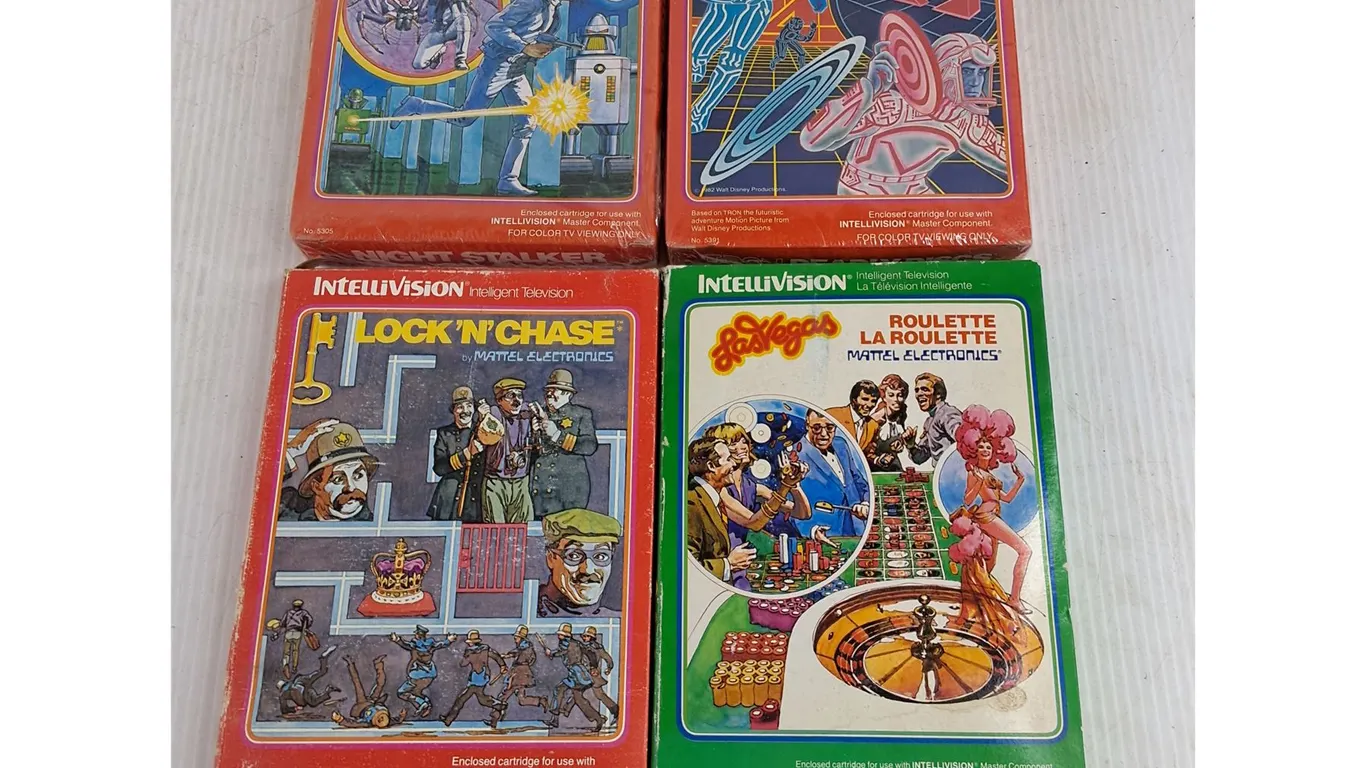 Vintage Intellivision Game Cartridges - Night Stalker, Lock N Chase, Roulette, Misc
