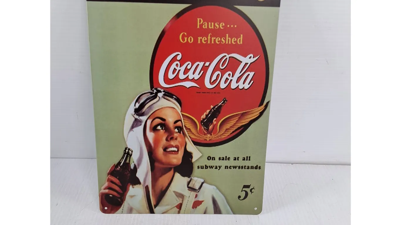 Coca-Cola Pilot Metal Wall Sign 11.75" x 8"