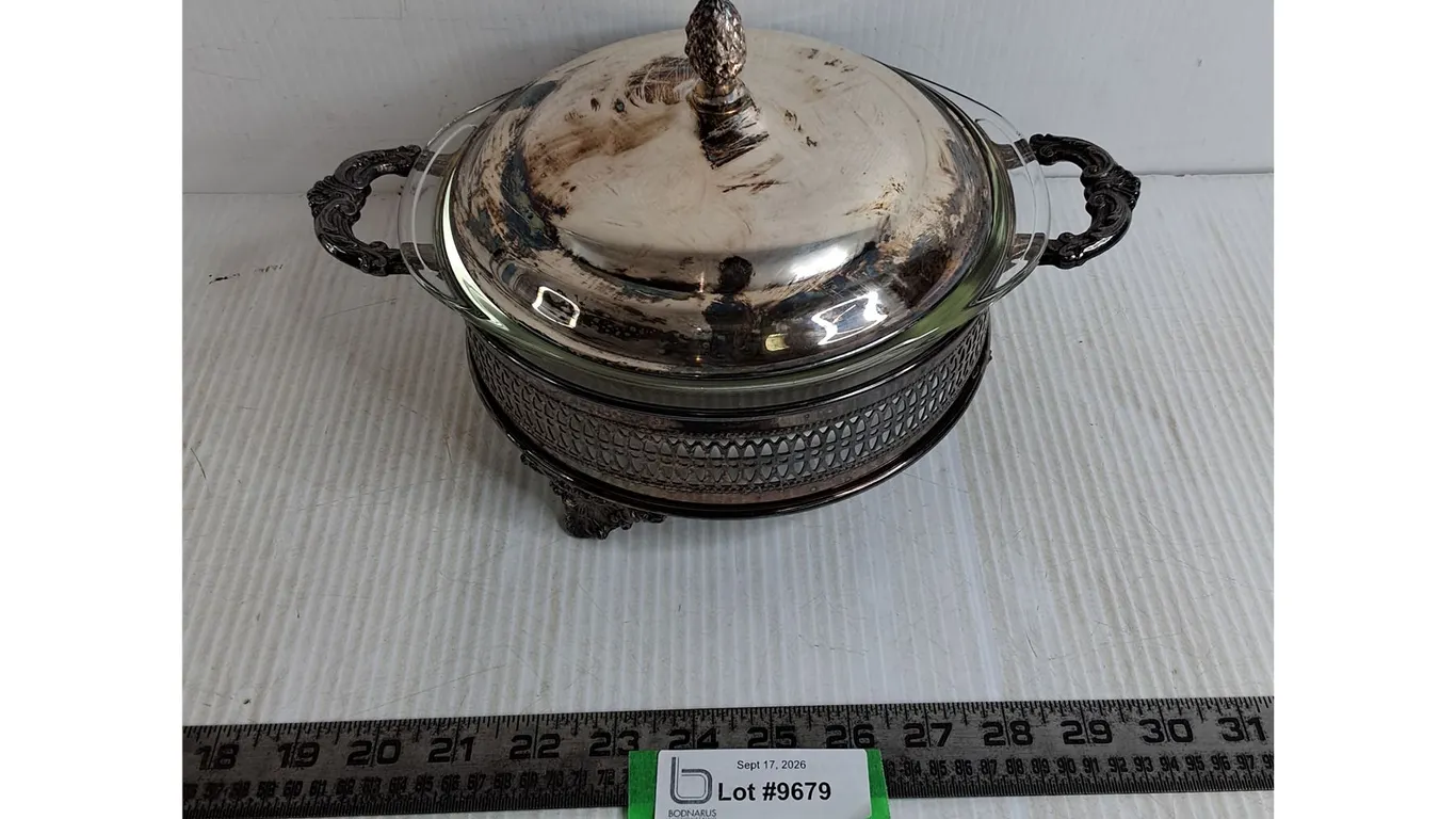 Vintage Sheffield Silver Plated Casserole Dish