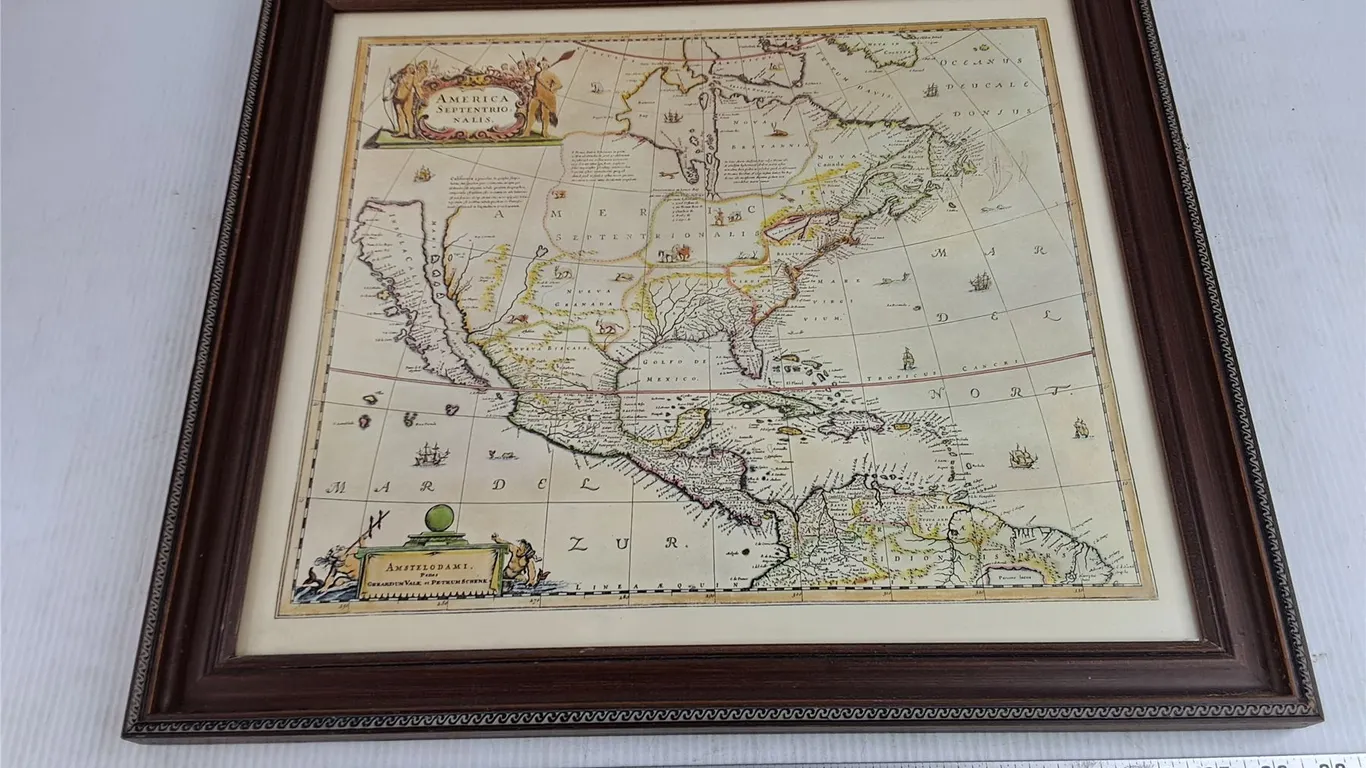 Framed Map of North America 21" x 18"