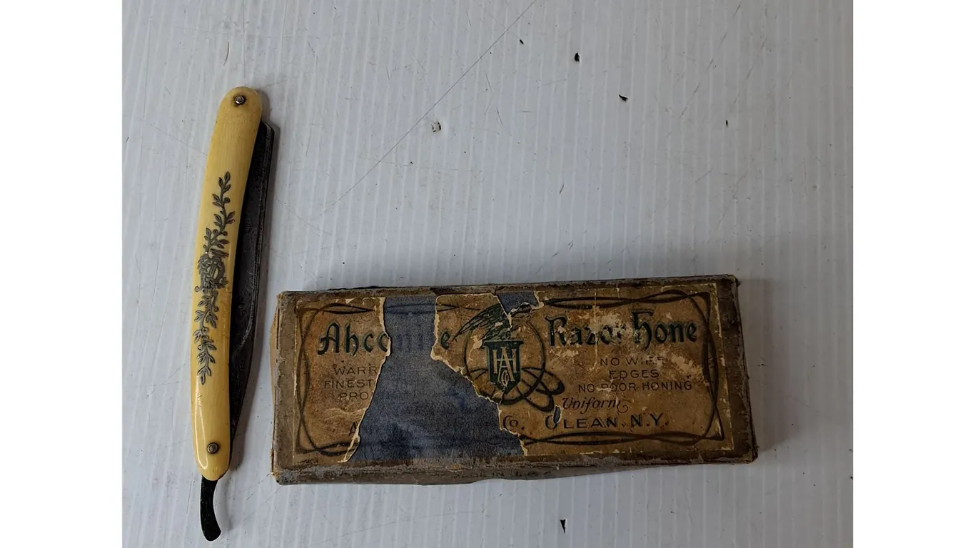 Vintage Straight Razor with Sharpening Stone
