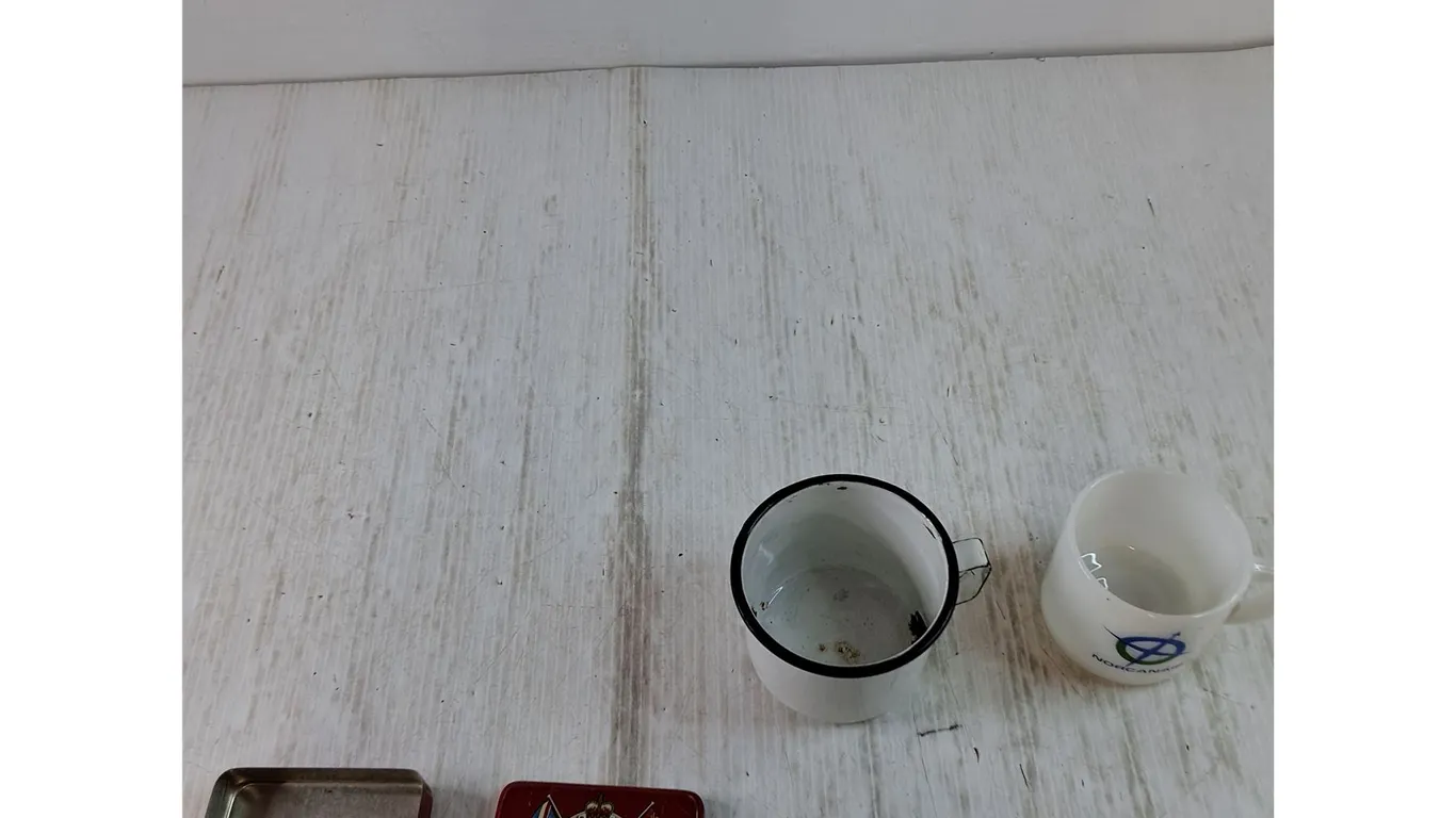 Queen Elizabeth Commemorative Mint Container, Ceramic and Metal Coffee Cups As-Is