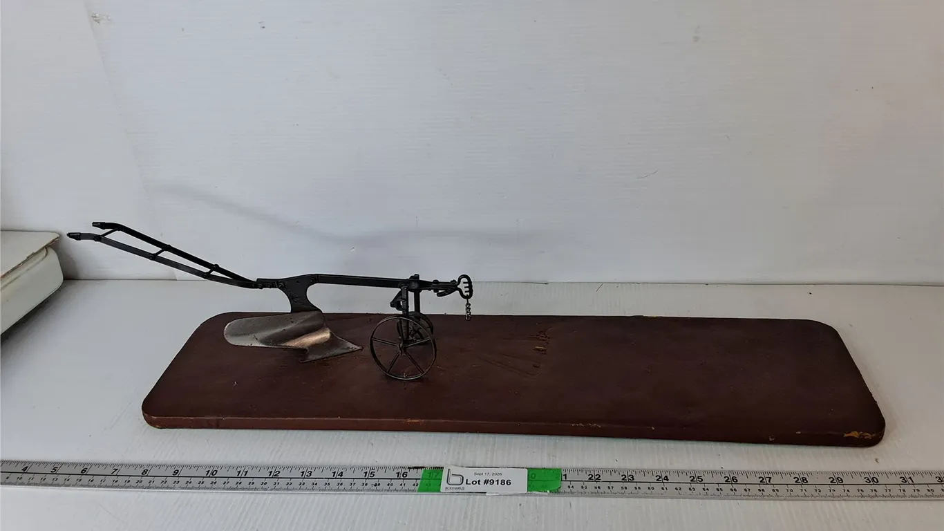 Folk Art Salesman Sample Metal Farm Plow - 25x7x6"