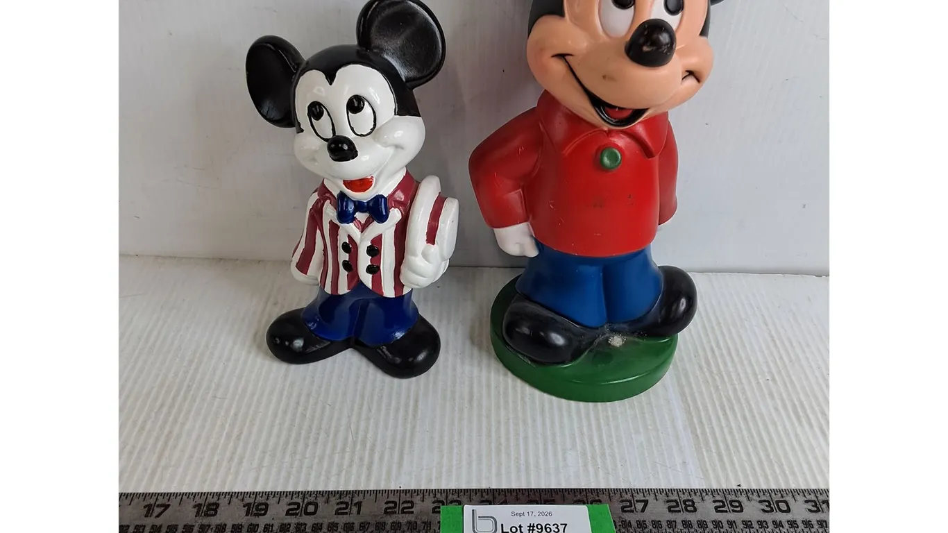 (2) Vintage Walt Disney Mickey Mouse Figures - 9" & 12"