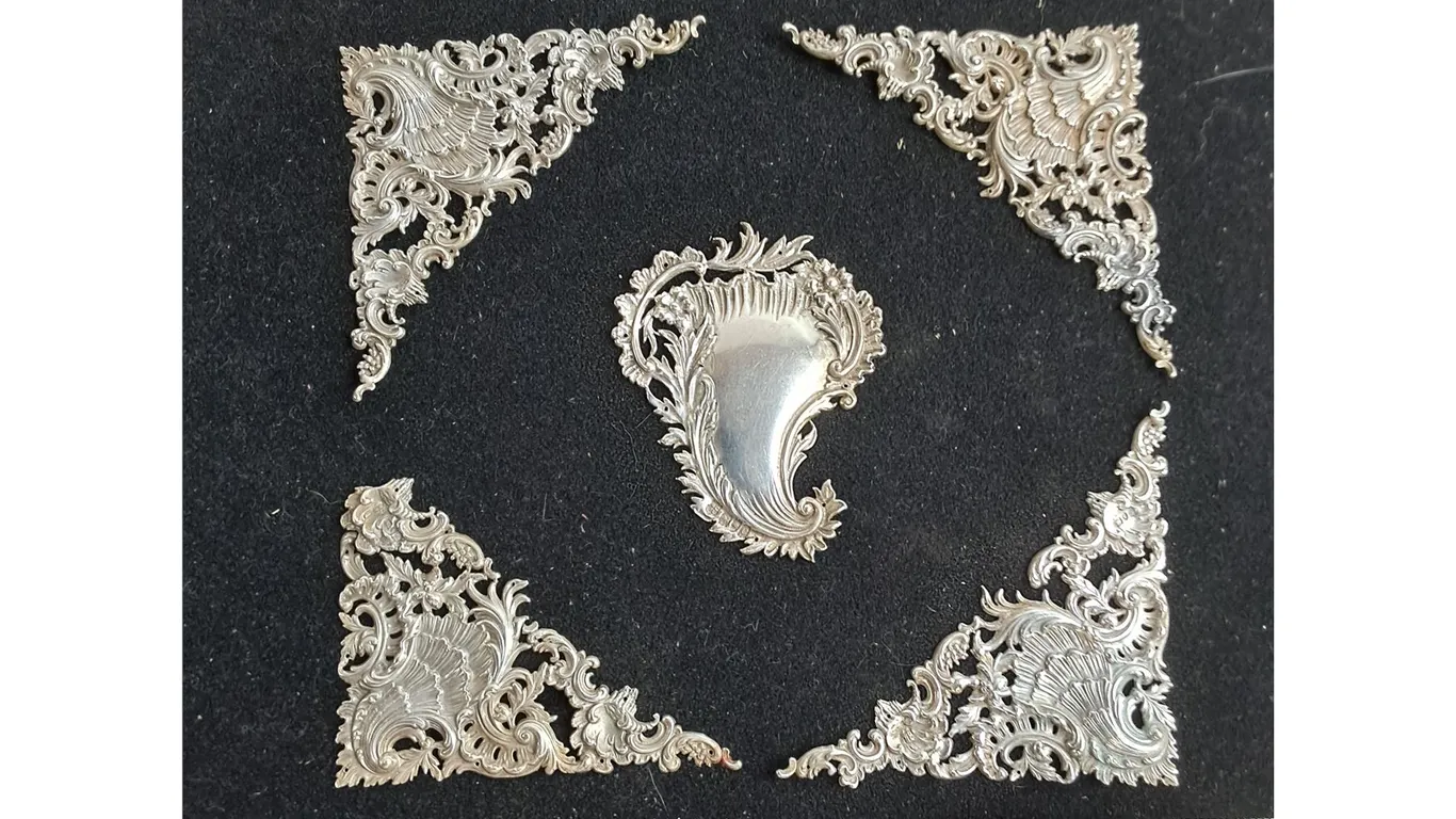 (4) Vintage Sterling Silver Book/Plate Cover Decorations