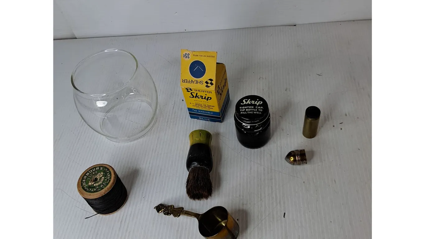 Sheaffer Writing Fluid, Barber's Brush, Linen Thread, Misc.- Can't Ship