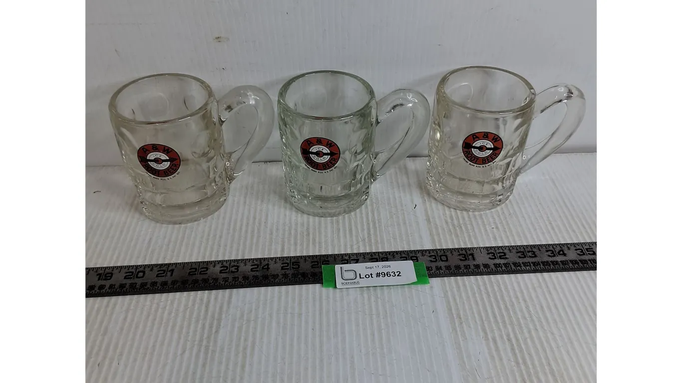 (3) A&W Rootbeer Glass Mugs