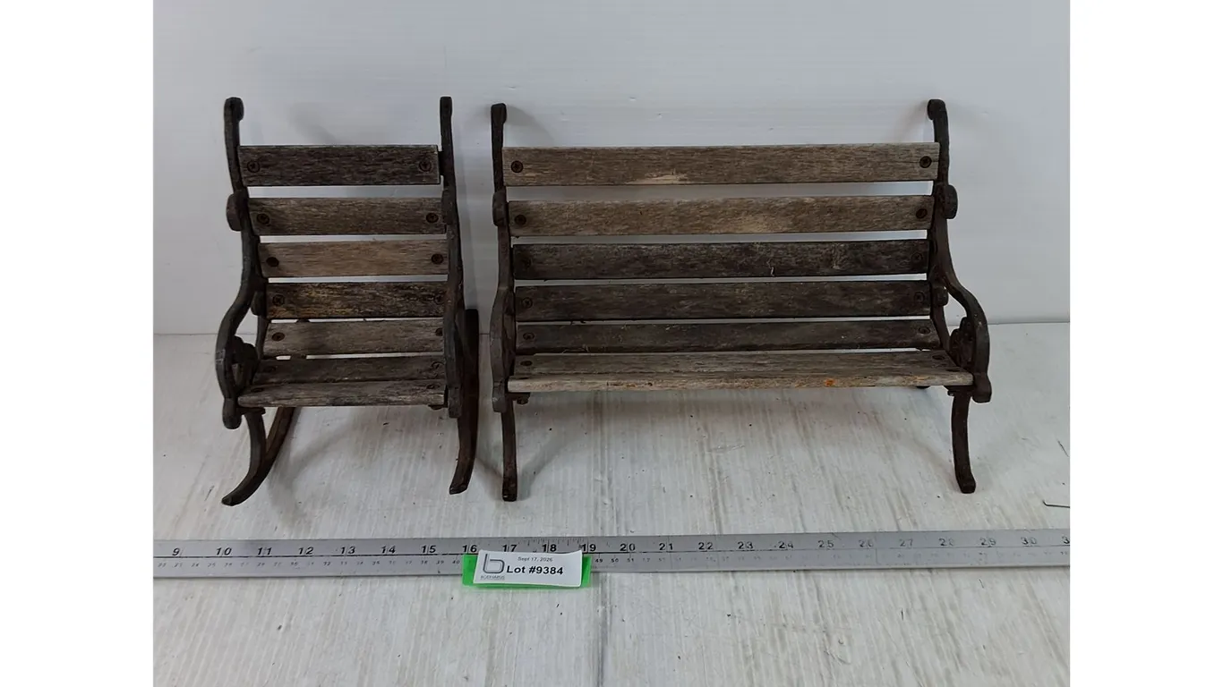 Miniature Metal & Wood Rocking Chair and Park Bench