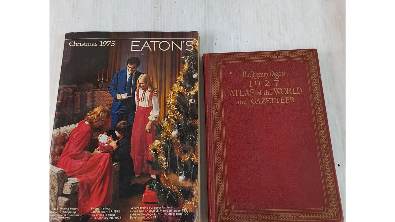 Literary Digest 1927 Atlas Of The World and Gazetteer, 1975 Eaton's Christmas Catalogue