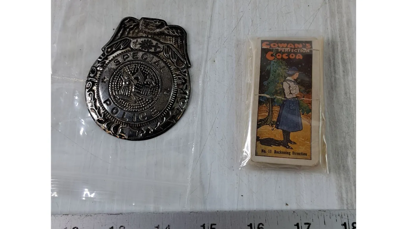 Special Police Toy Badge and Cowan's Cocoa