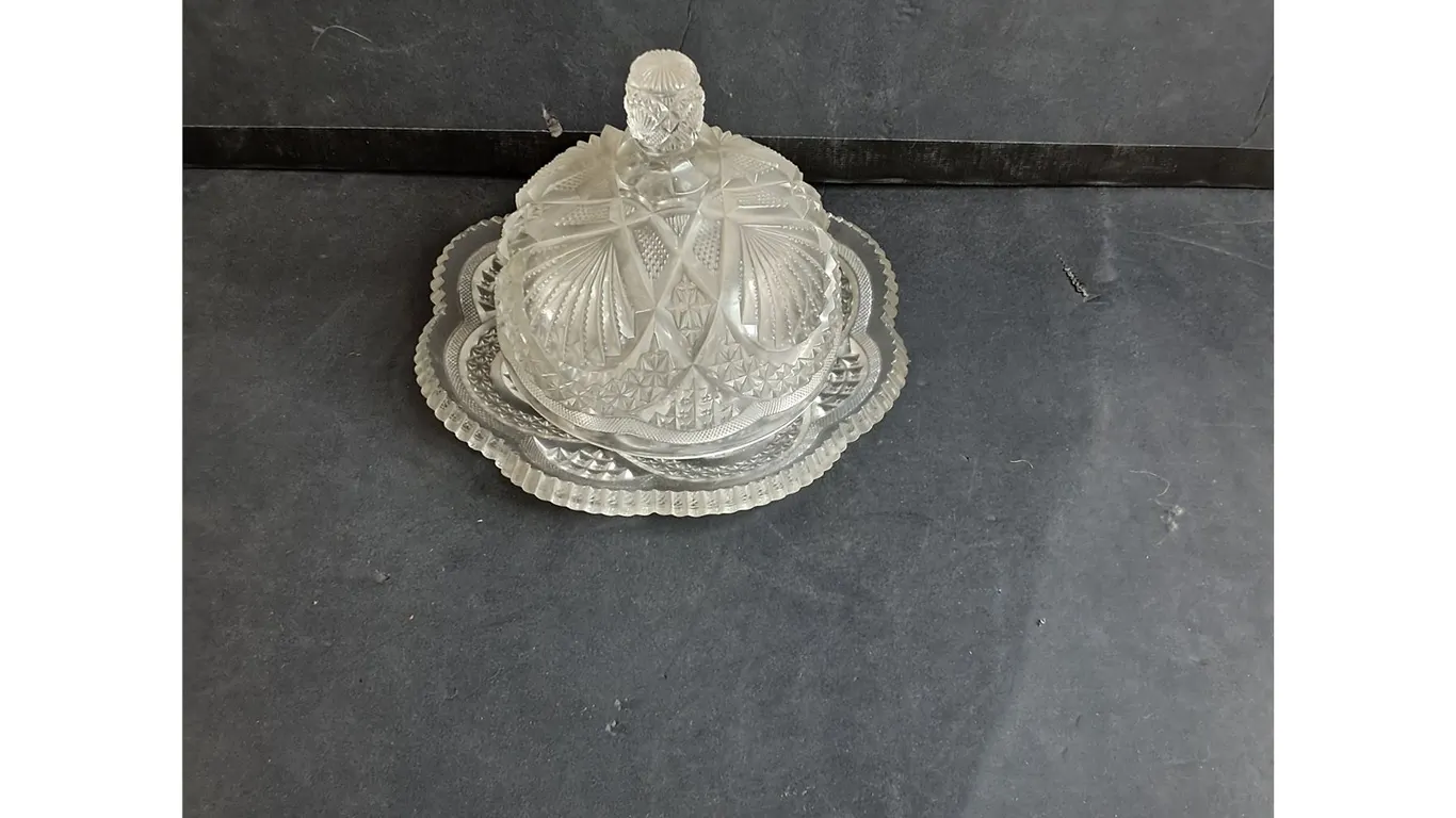 Antique Cut Glass Butter Plate