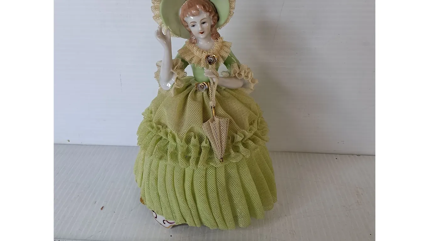 Woman Musical Ceramic Trinket Box 7.5"- Working