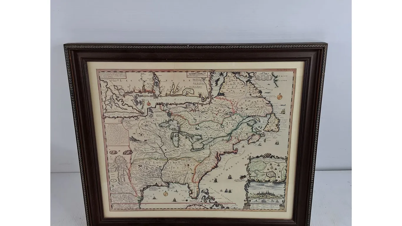 Framed Map of North America 21" x 18"