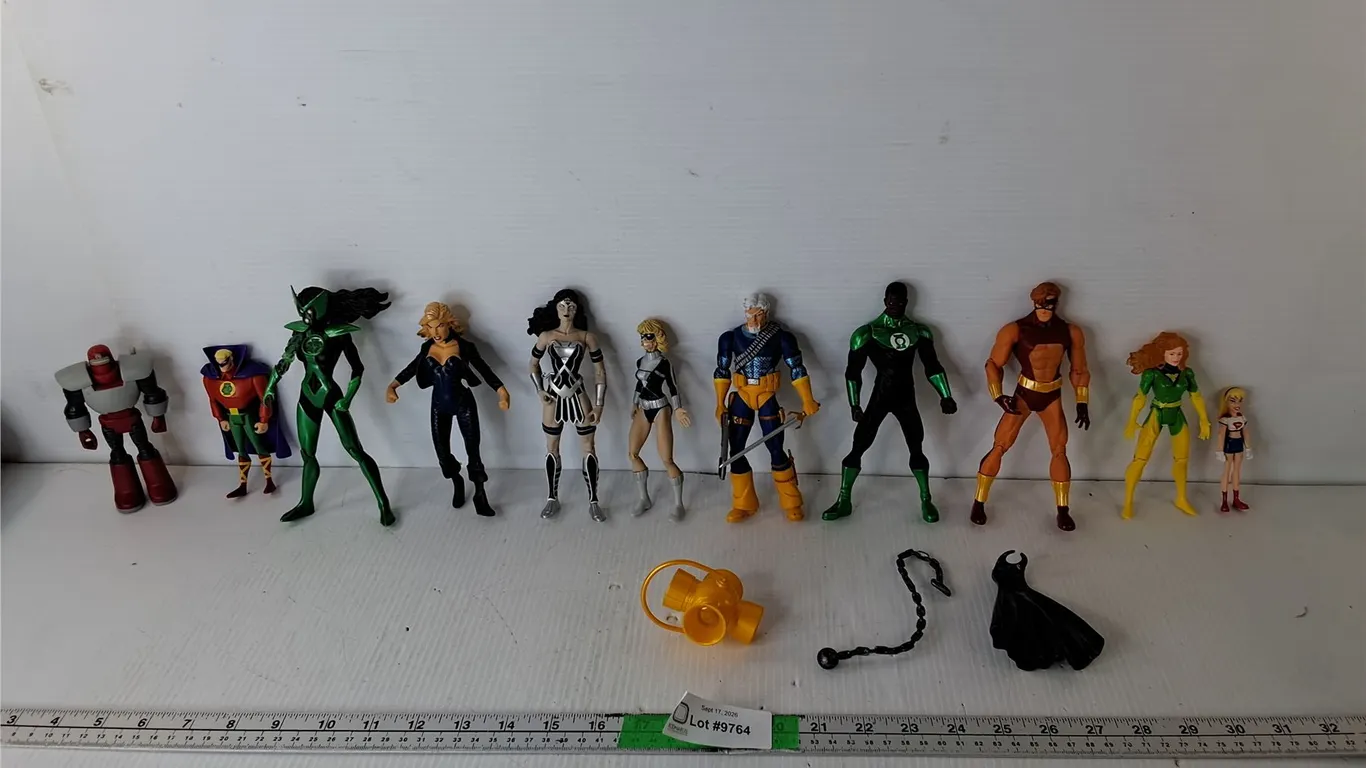 (11) Action Figures up to 7"-Black Canary, Blue Beetle, Green Lantern, Misc.