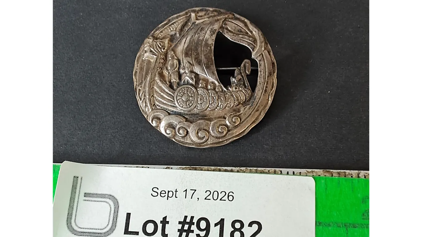 Sterling Silver Viking Themed Brooch