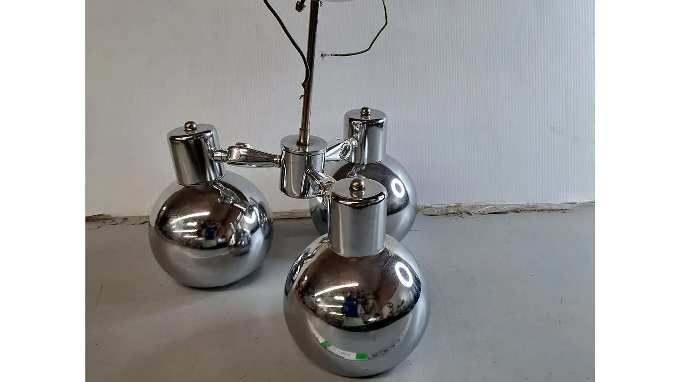 Metal MCM Style Chrome Ceiling Lamp 14"