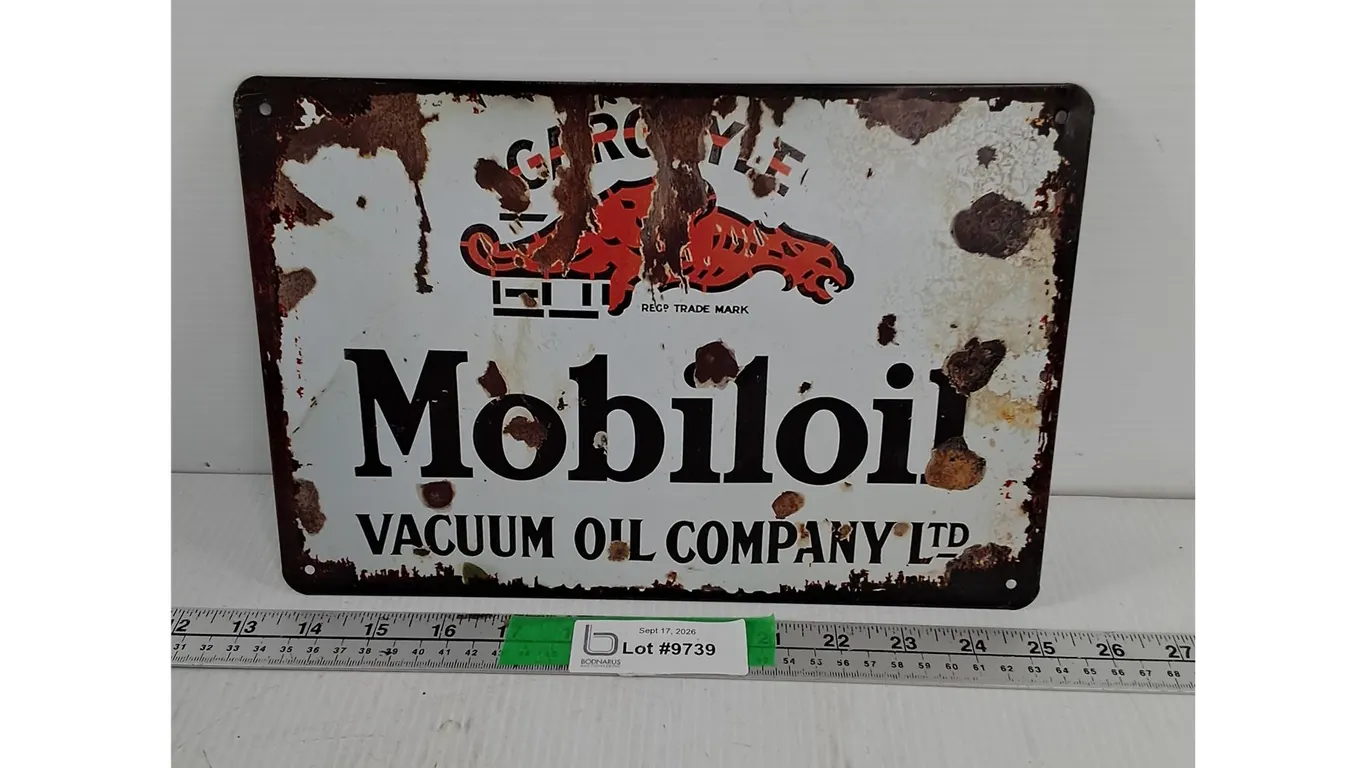 Mobiloil Metal Wall Sign 11.75" x 8"
