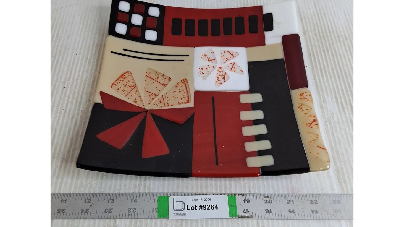 Geometric Fused Glass Decorative Tray-11"x11"