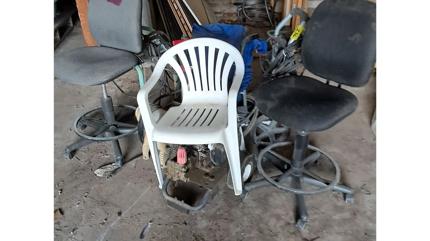 Pressure Washer Parts, Backpack, Tire Pump, Aqua Pump, Chairs, Misc.