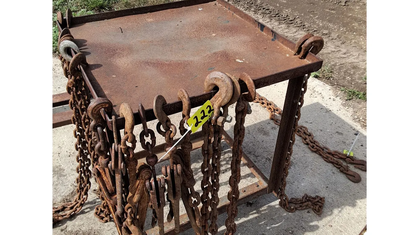 Metal Table, (6) Chains (7) Load Binders